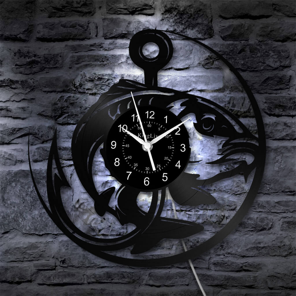 LED Vinyl Wall Clock | Fishing | 12'' | 0224WPB