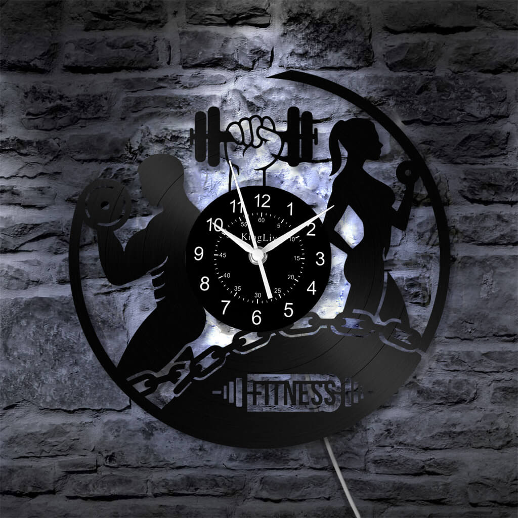 LED Vinyl Wall Clock | Fitness | 12'' | 0131WPB