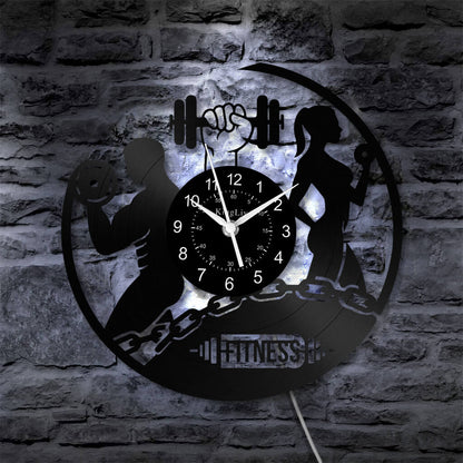 LED Vinyl Wall Clock | Fitness | 12'' | 0131WPB