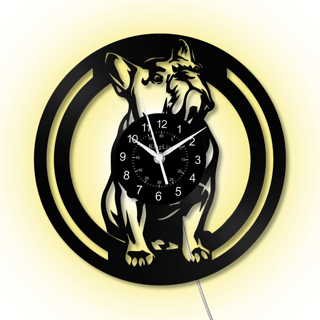 LED Vinyl Wall Clock | French Bulldog | 12'' | 0239WPB