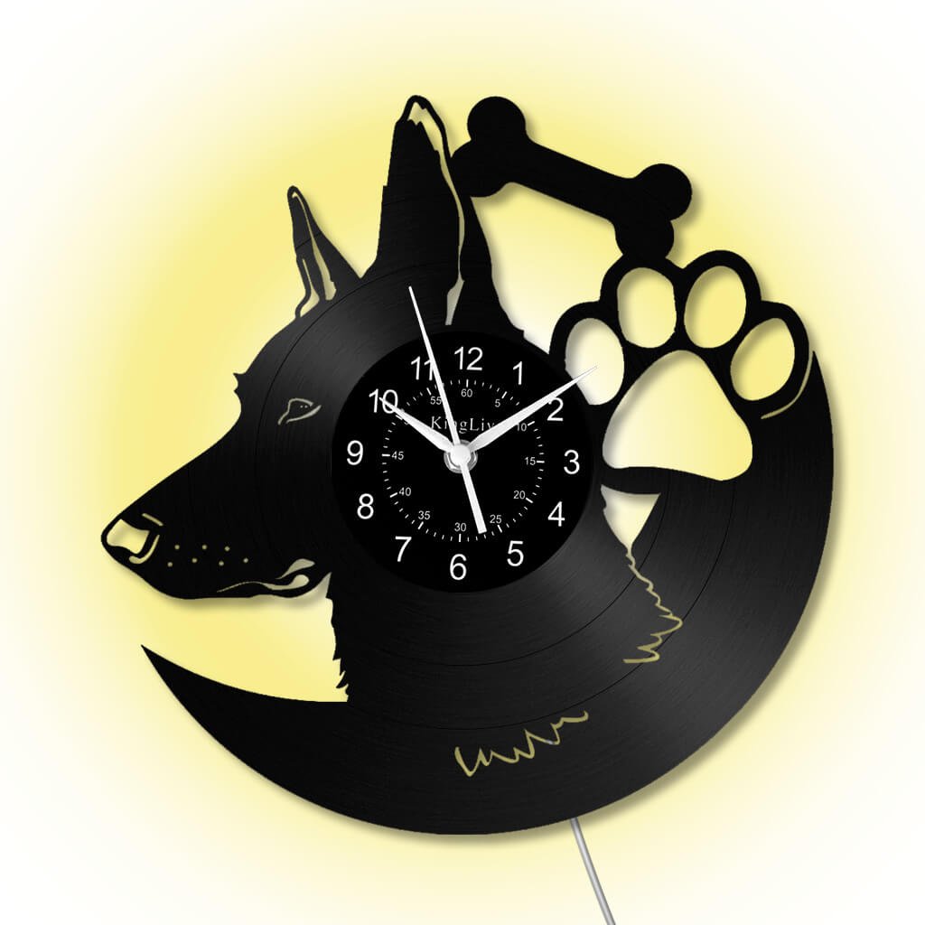 LED Vinyl Wall Clock | Custom German Shepherd Dog | 12'' | 0256WPB