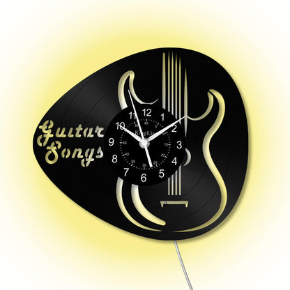 LED Vinyl Wall Clock | Guitar Songs| 12'' | 0266WPB