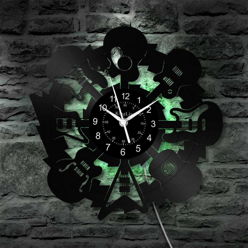 LED Vinyl Wall Clock | Guitars | 12'' | 0208WPB