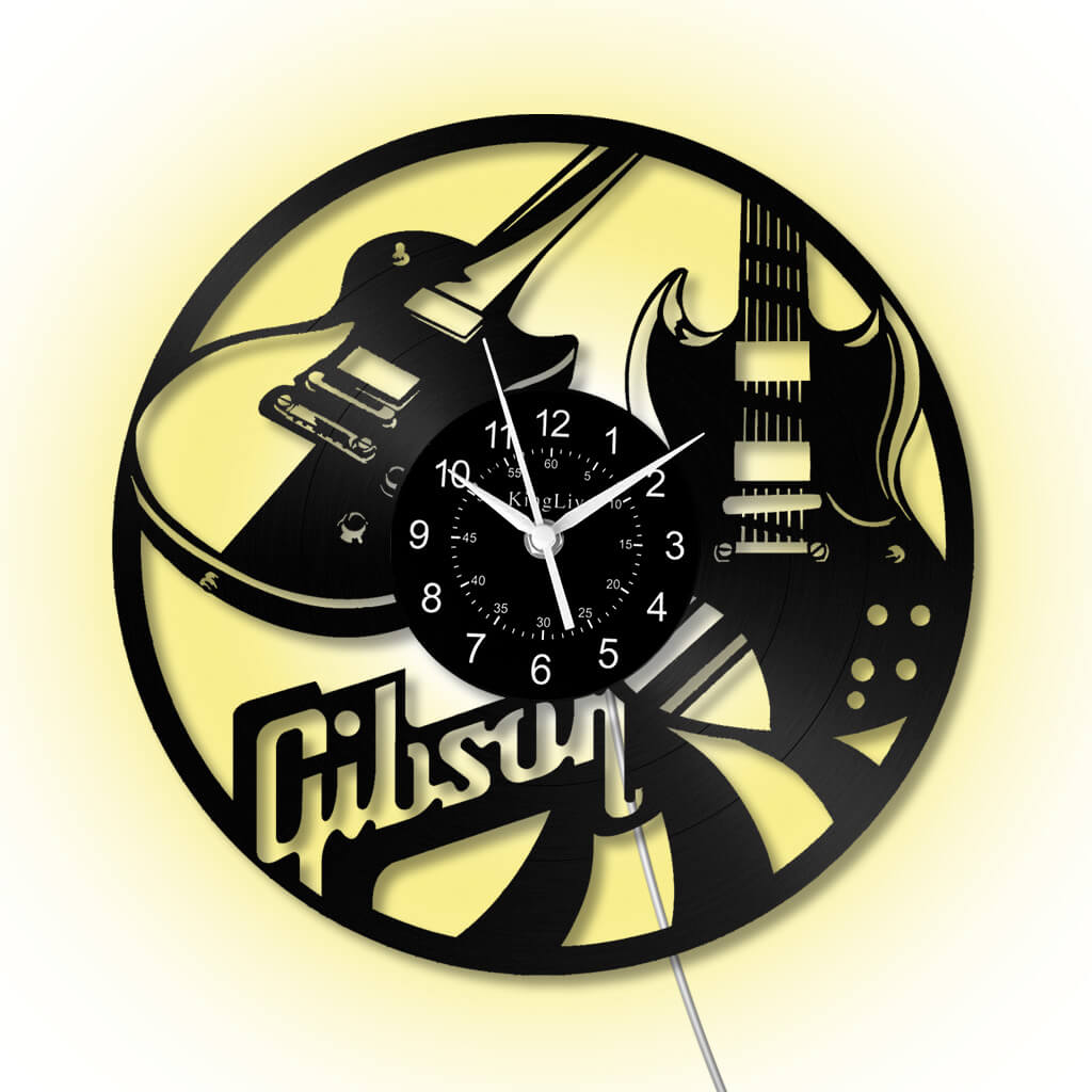 LED Vinyl Wall Clock | Guitar Music | 12''
