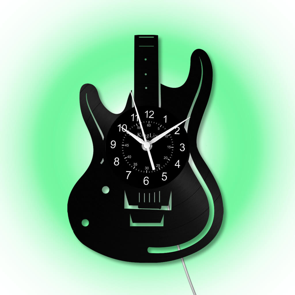 LED Vinyl Wall Clock | Guitar Music | 12''