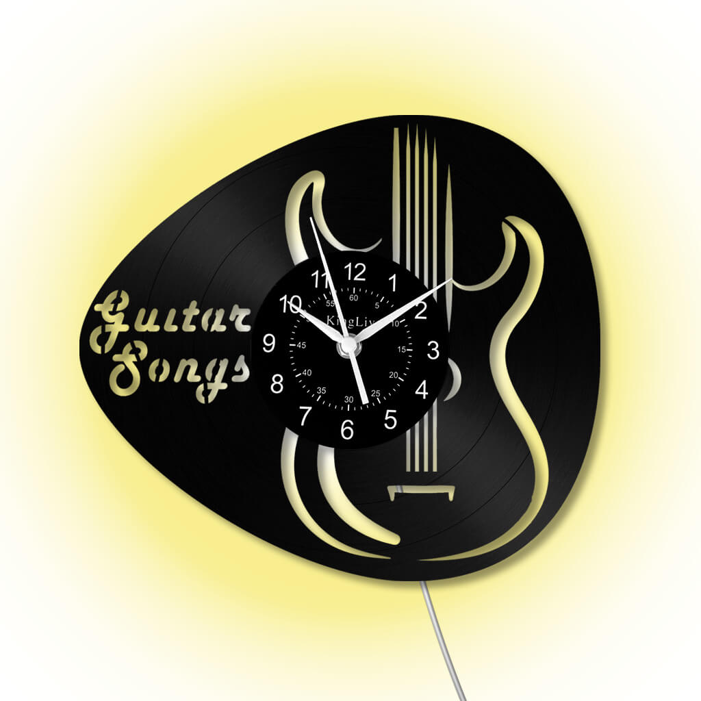 LED Vinyl Wall Clock | Guitar Music | 12''