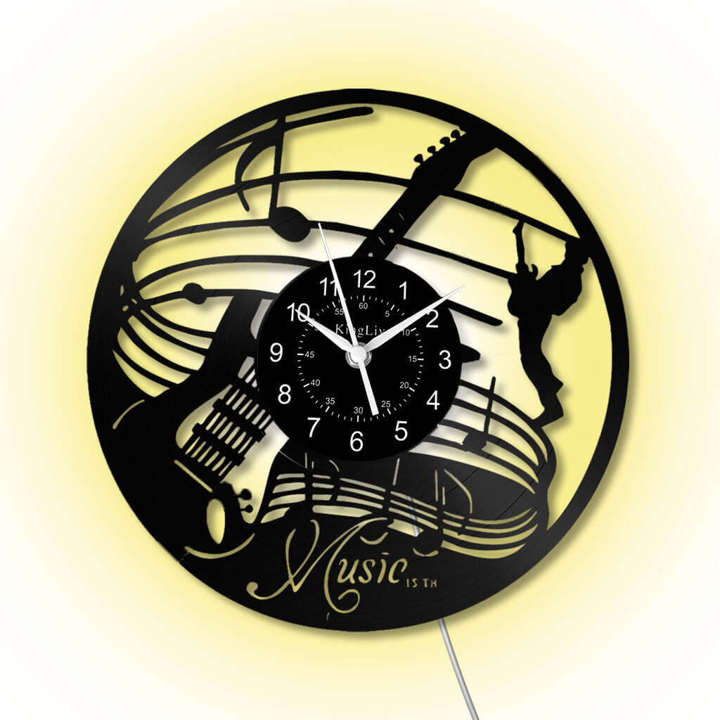 LED Vinyl Wall Clock | Guitar Music | 12''