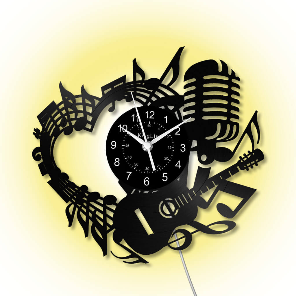 LED Vinyl Wall Clock | Guitar Music | 12'' | 0215WPB