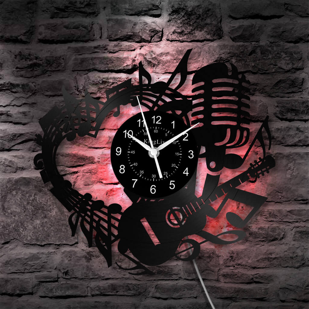 LED Vinyl Wall Clock | Guitar Music | 12''