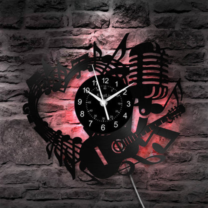LED Vinyl Wall Clock | Guitar Music | 12''