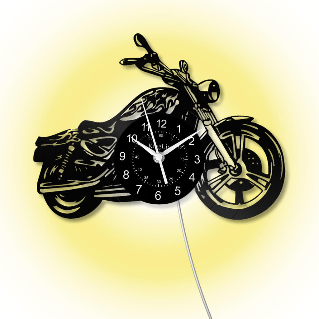 LED Vinyl Wall Clock | Motorcycle | 12'' | 0132WPB