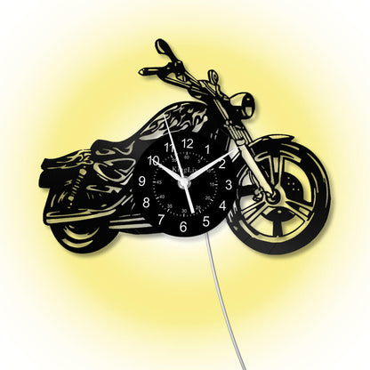 LED Vinyl Wall Clock | Motorcycle | 12'' | 0132WPB