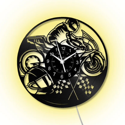LED Vinyl Wall Clock | Motorcycle | 12'' | 0189WPB