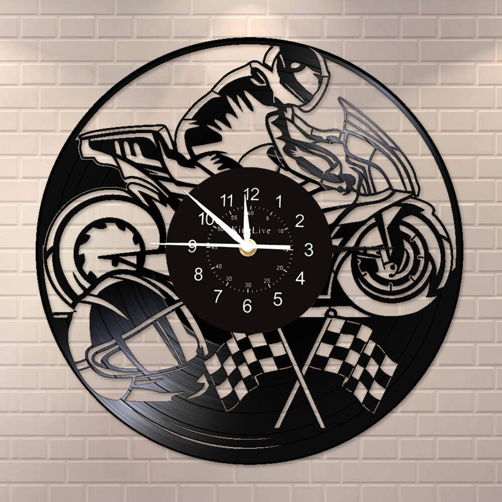 Motorcycle Led Vinyl Record Wall Clock