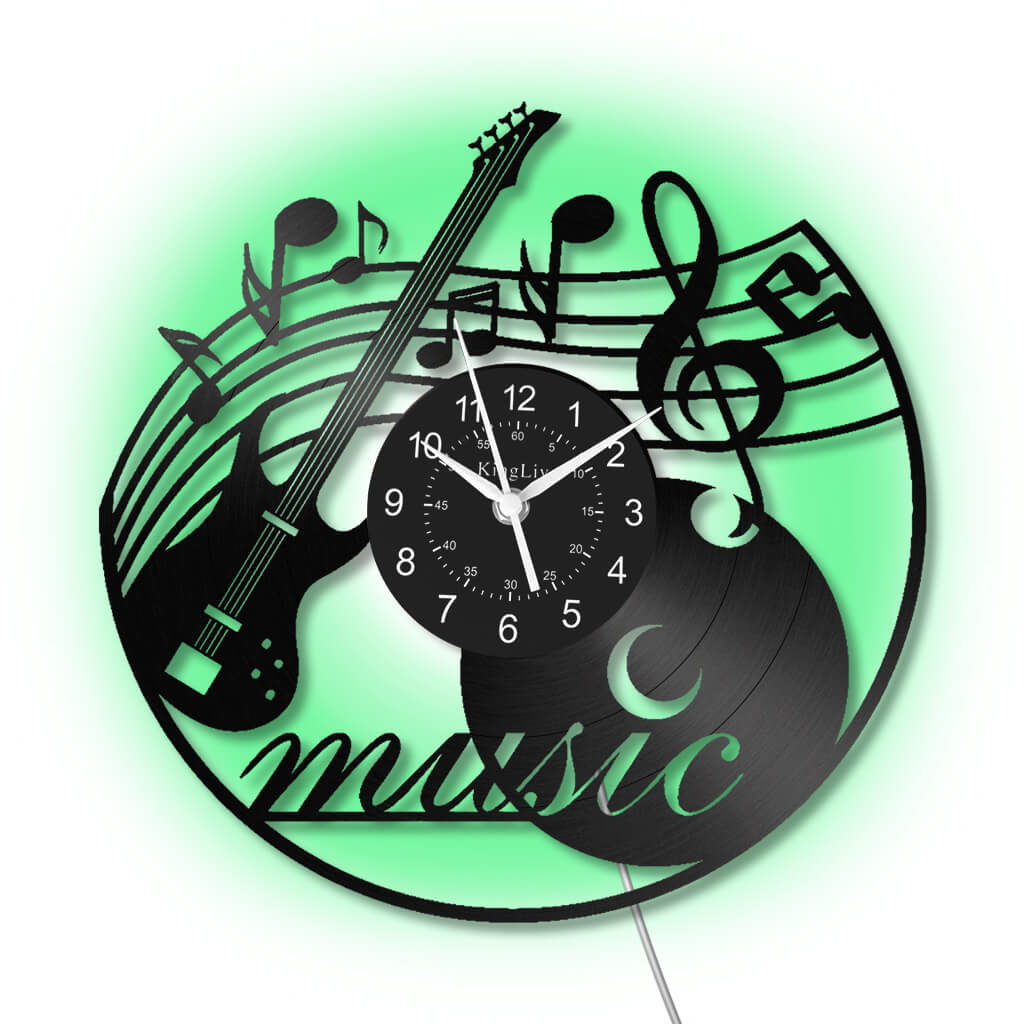 LED Vinyl Wall Clock | Music Bass | 12'' | 0206WPB