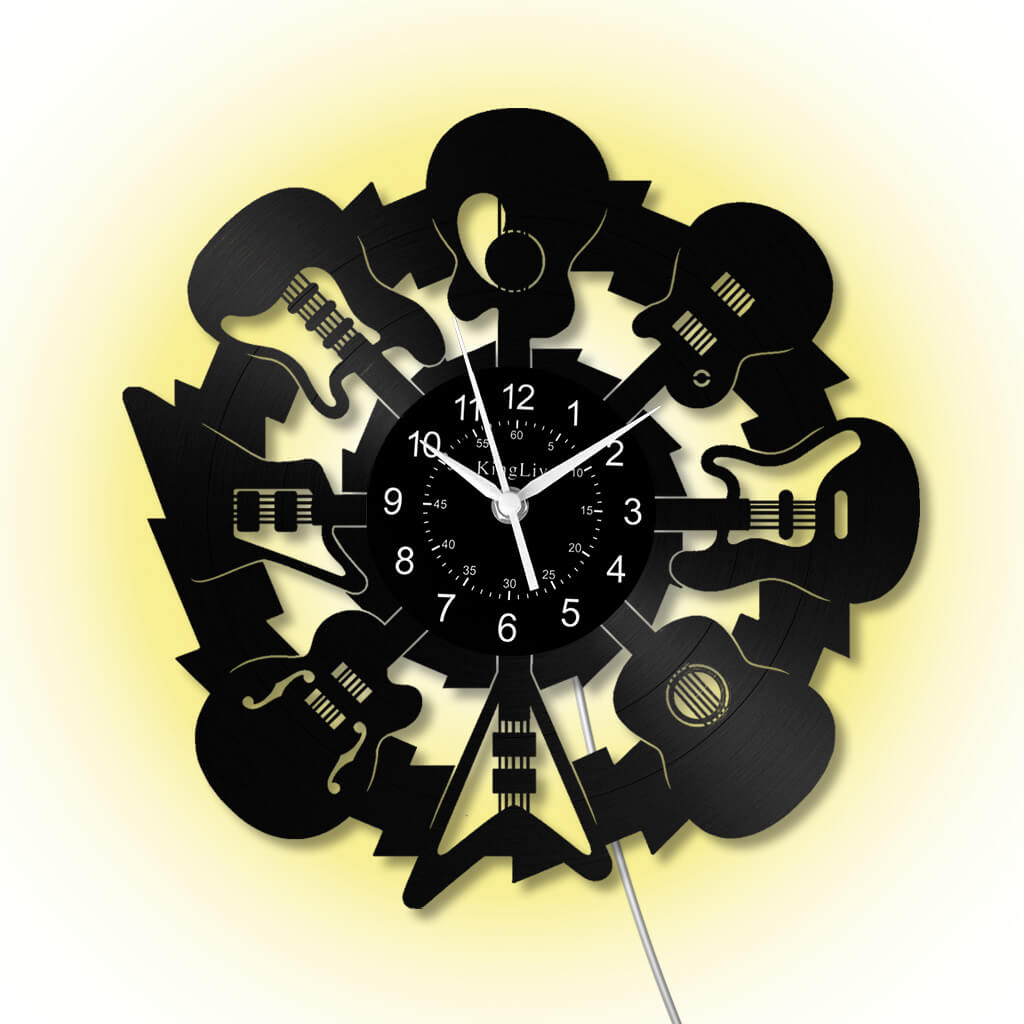 LED Vinyl Wall Clock | Guitars | 12'' | 0208WPB