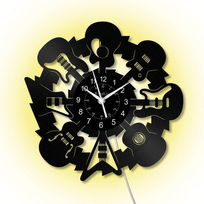LED Vinyl Wall Clock | Guitar Music | 12''