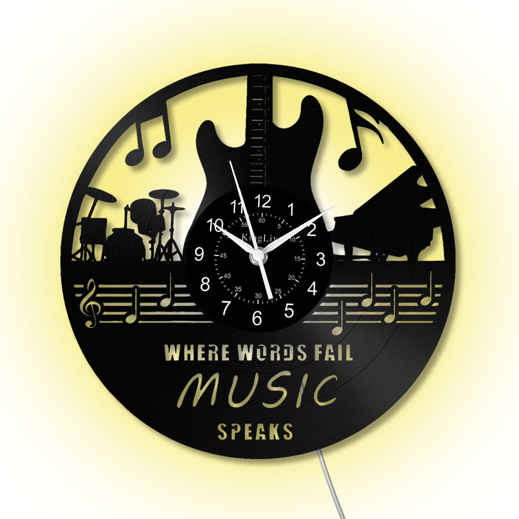 LED Vinyl Wall Clock | Guitar Music | 12'' | 0124WPB