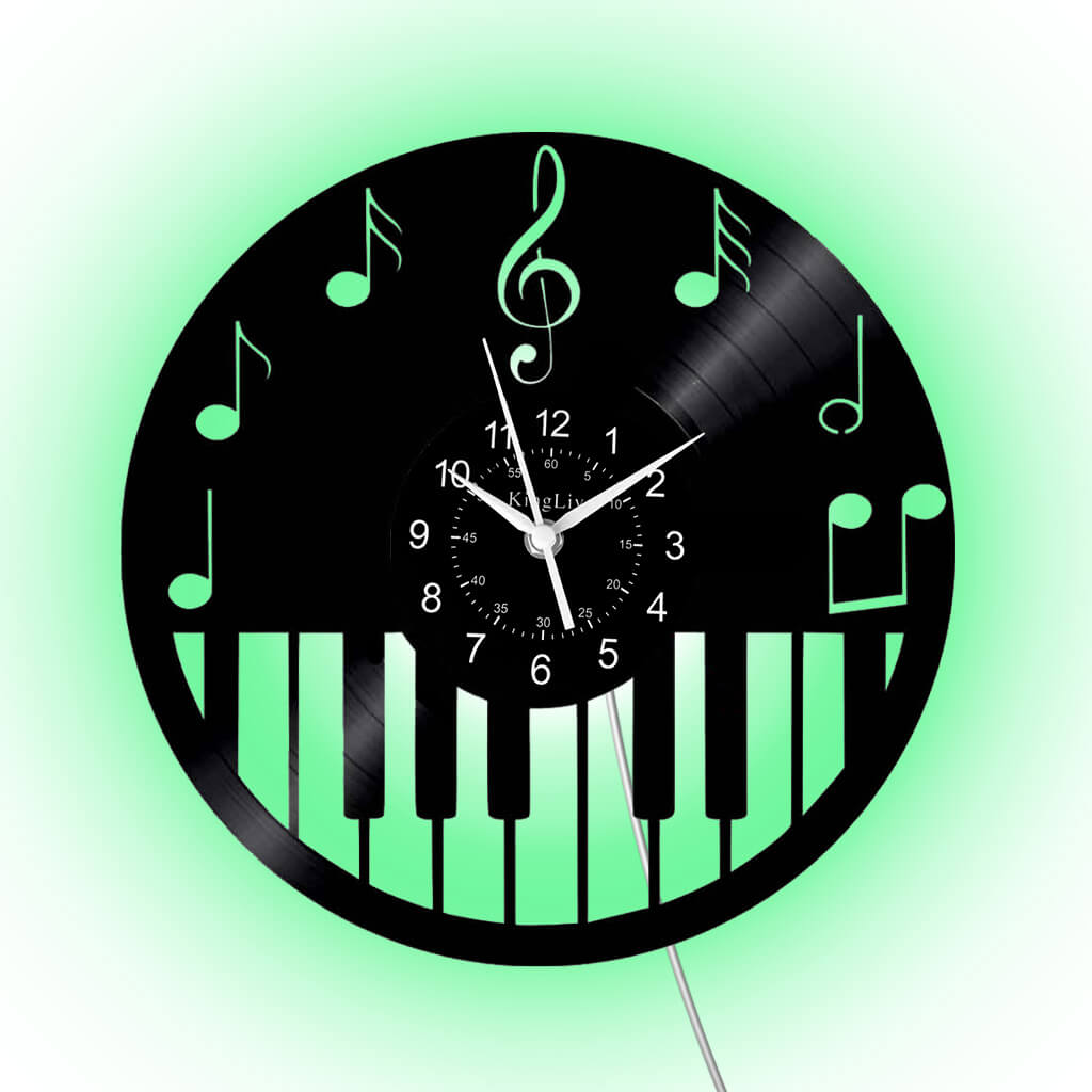LED Vinyl Wall Clock | Piano Music Note | 12''
