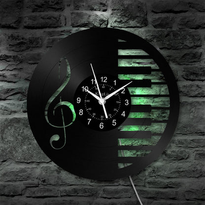 LED Vinyl Wall Clock | Piano Music Note | 12''
