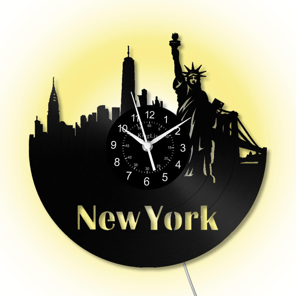LED Vinyl Wall Clock | New York | 0205WPBN