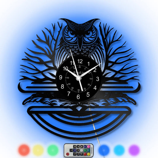 LED Vinyl Wall Clock | Owl | 0162WPBN