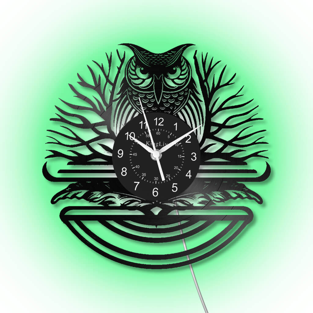 LED Vinyl Wall Clock | Owl | 12'' | 0162WPB