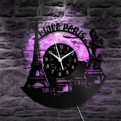 LED Vinyl Wall Clock | Paris Eiffel Tower | 12'' | 0271WPB