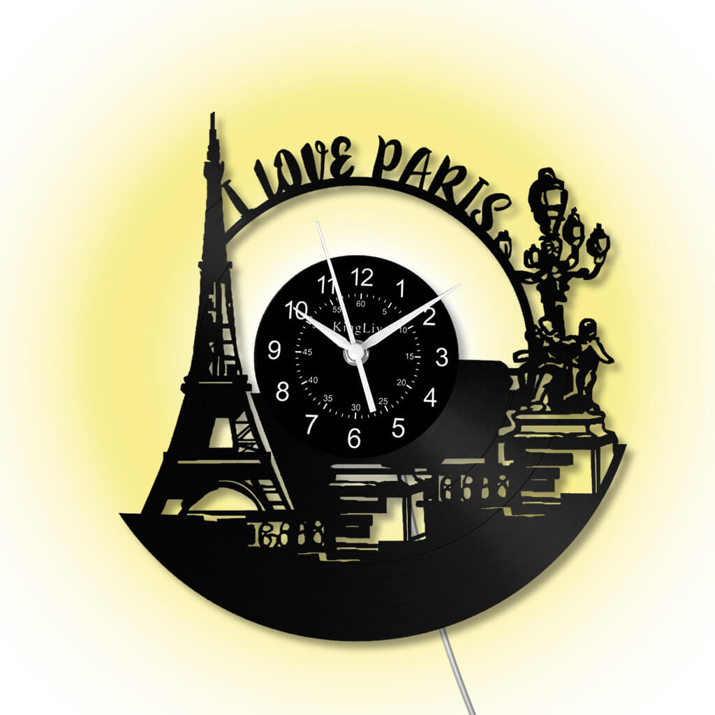 LED Vinyl Wall Clock | Paris Eiffel Tower | 12'' | 0271WPB
