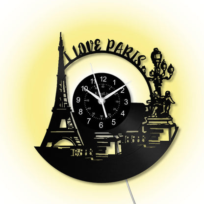 LED Vinyl Wall Clock | Paris Eiffel Tower | 12'' | 0271WPB