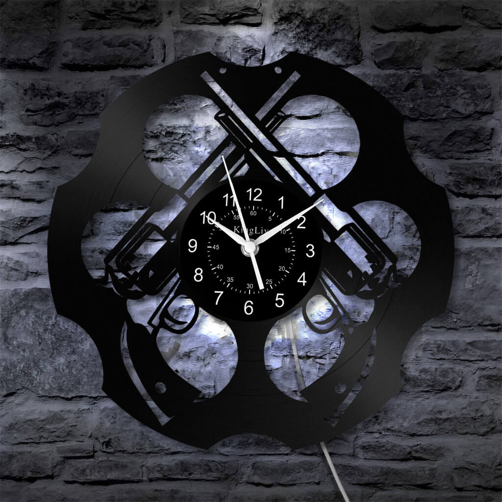 LED Vinyl Wall Clock | Pistol | 12'' | 0284WPB