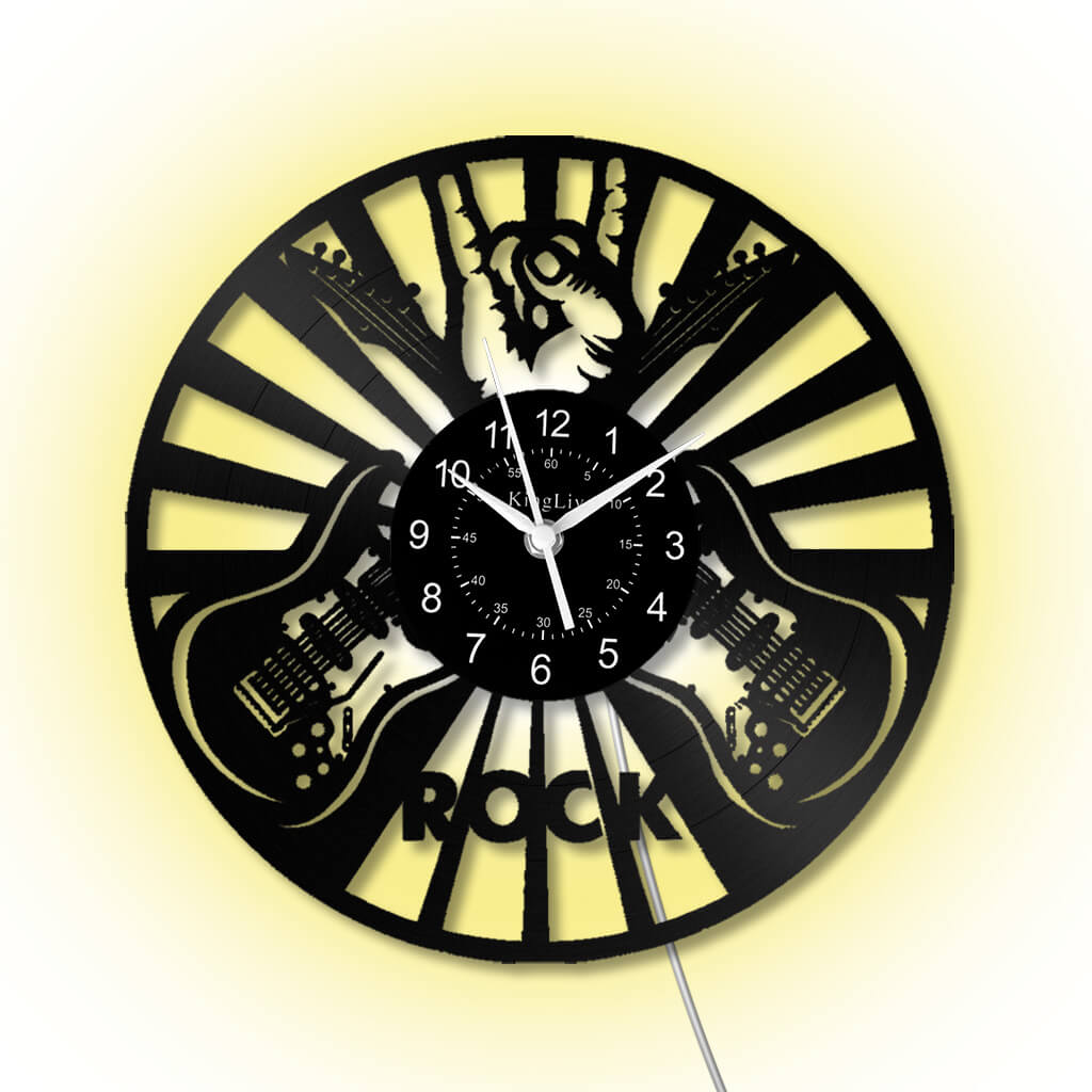 LED Vinyl Wall Clock | Guitar Music | 12''