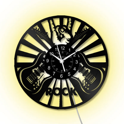 LED Vinyl Wall Clock | Guitar Music | 12''