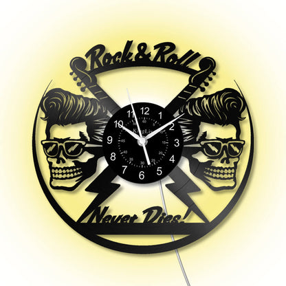 LED Vinyl Wall Clock | Rock and Roll | 12'' | 0251WPB