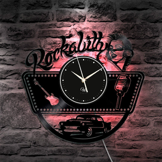 Rockabilly Led Vinyl Record Wall Clock