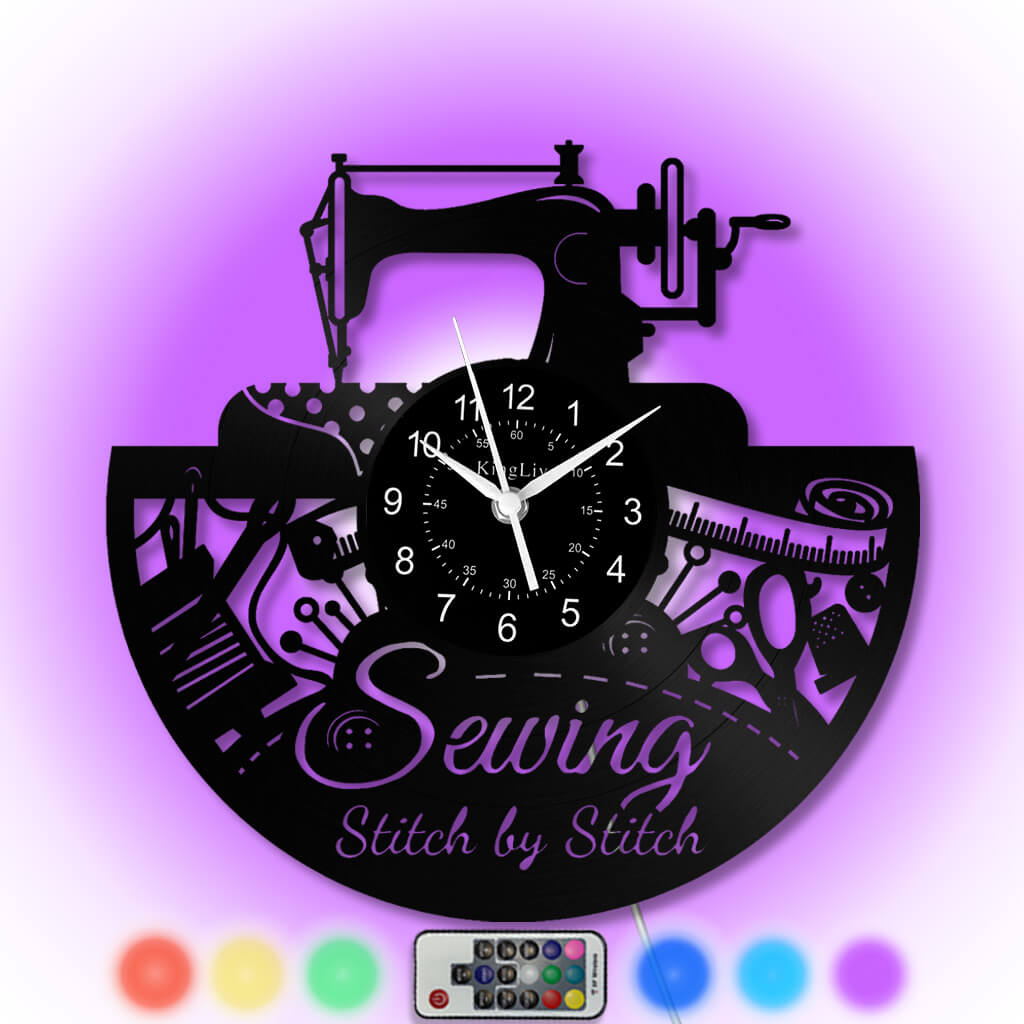LED Vinyl Wall Clock | Sewing Machine | 12'' | 0210WPB