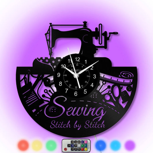 LED Vinyl Wall Clock | Sewing Machine | 12'' | 0210WPB