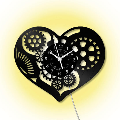 LED Vinyl Wall Clock | Steampunk Heart | 12'' | 0148WPB