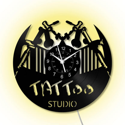 LED Vinyl Wall Clock | Tattoo Studio | 12'' | 0232WPB
