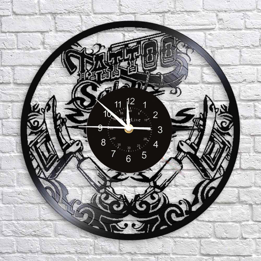 Tattoo Studio Led Vinyl Record Wall Clock