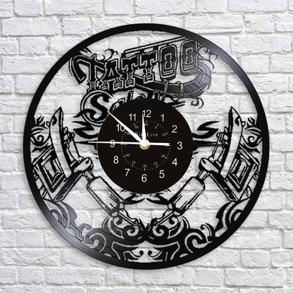 Tattoo Studio Led Vinyl Record Wall Clock