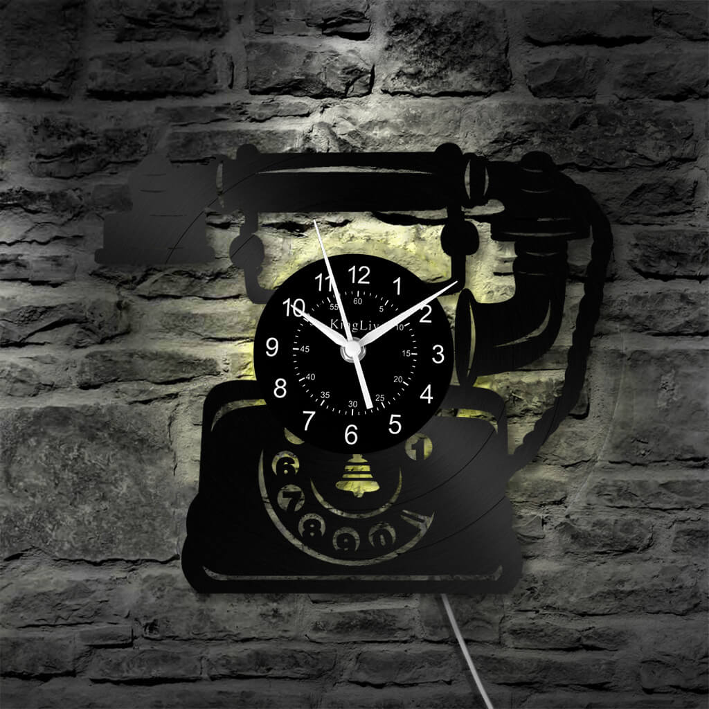 LED Vinyl Wall Clock | Telephone | 12'' | 0288WPB