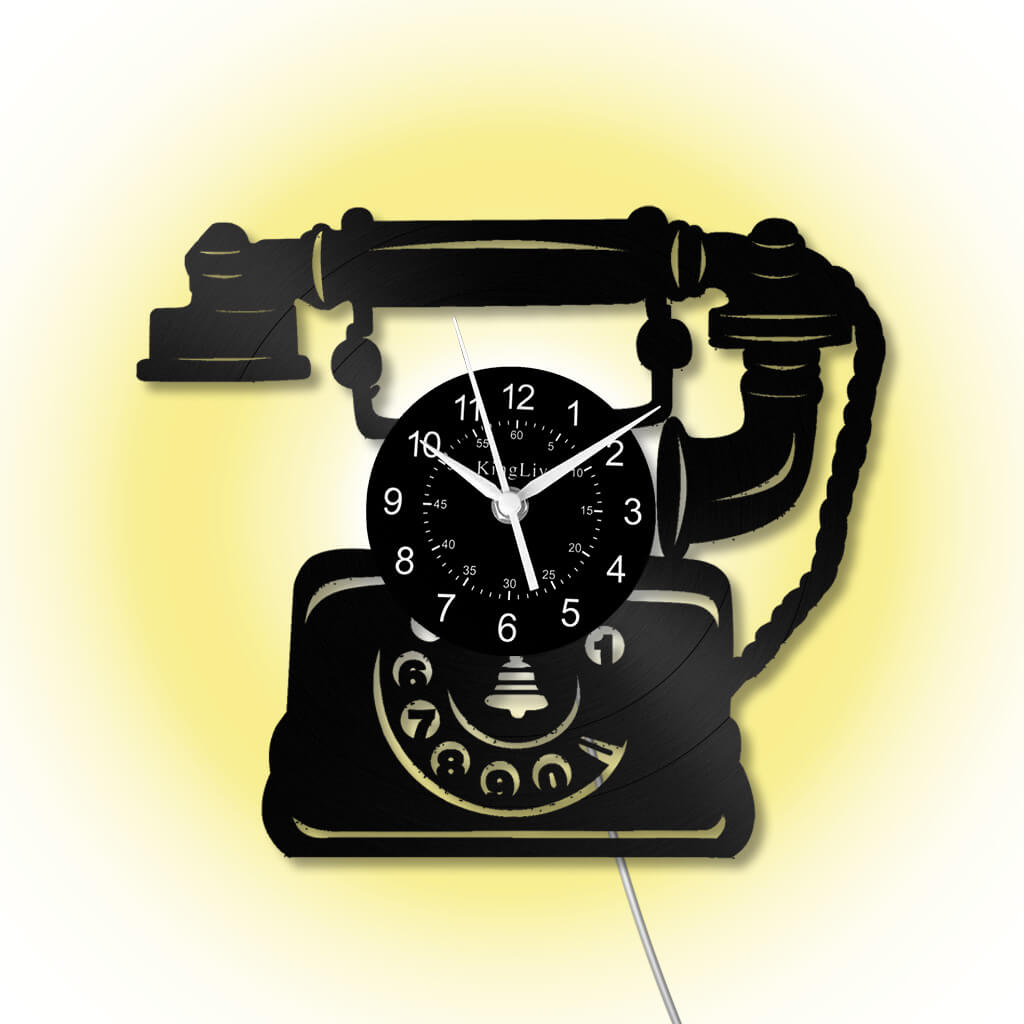 LED Vinyl Wall Clock | Telephone | 12'' | 0288WPB