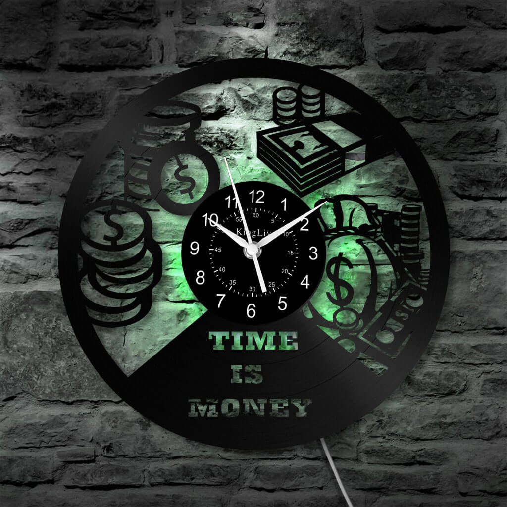 LED Vinyl Wall Clock | Time is Money | 12'' | 0270WPB