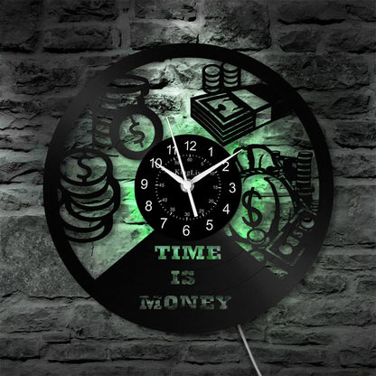 LED Vinyl Wall Clock | Time is Money | 12'' | 0270WPB