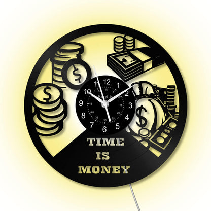 LED Vinyl Wall Clock | Time is Money | 12'' | 0270WPB
