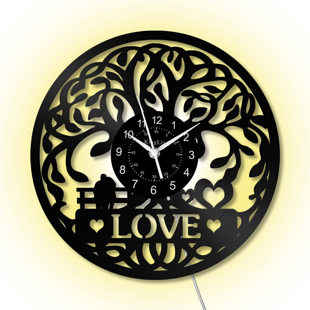 LED Vinyl Wall Clock | Tree of Love | 12'' | 0305WPB