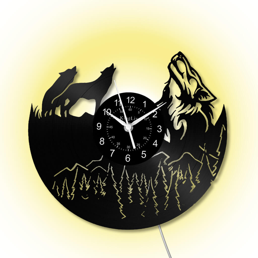 LED Vinyl Wall Clock | Wolf