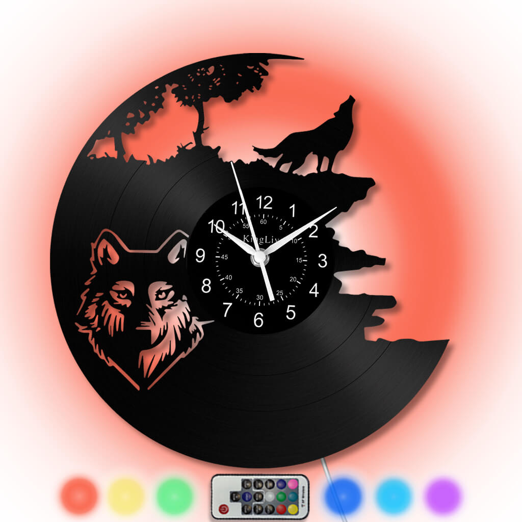 LED Vinyl Wall Clock | Wolf