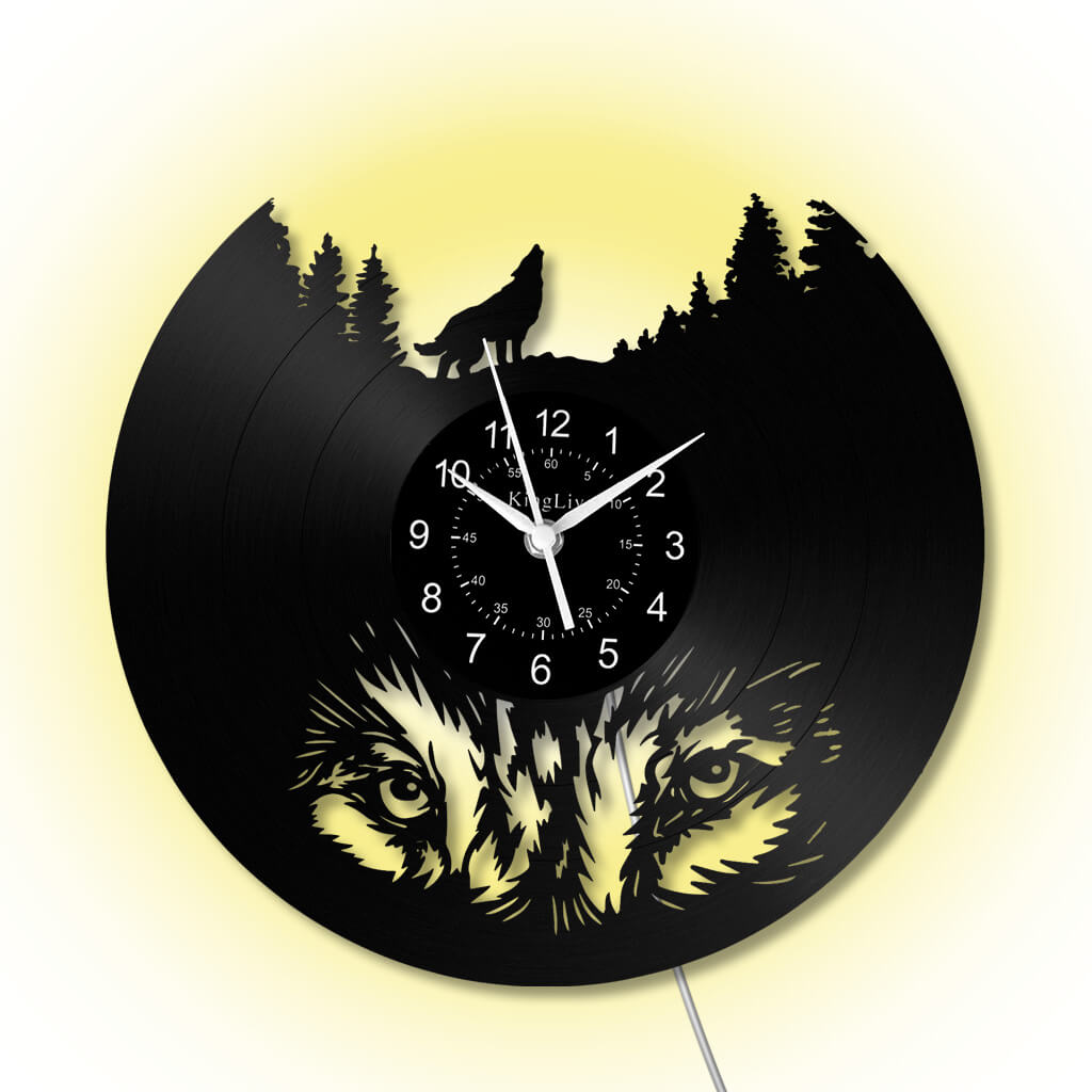LED Vinyl Wall Clock | Wolf